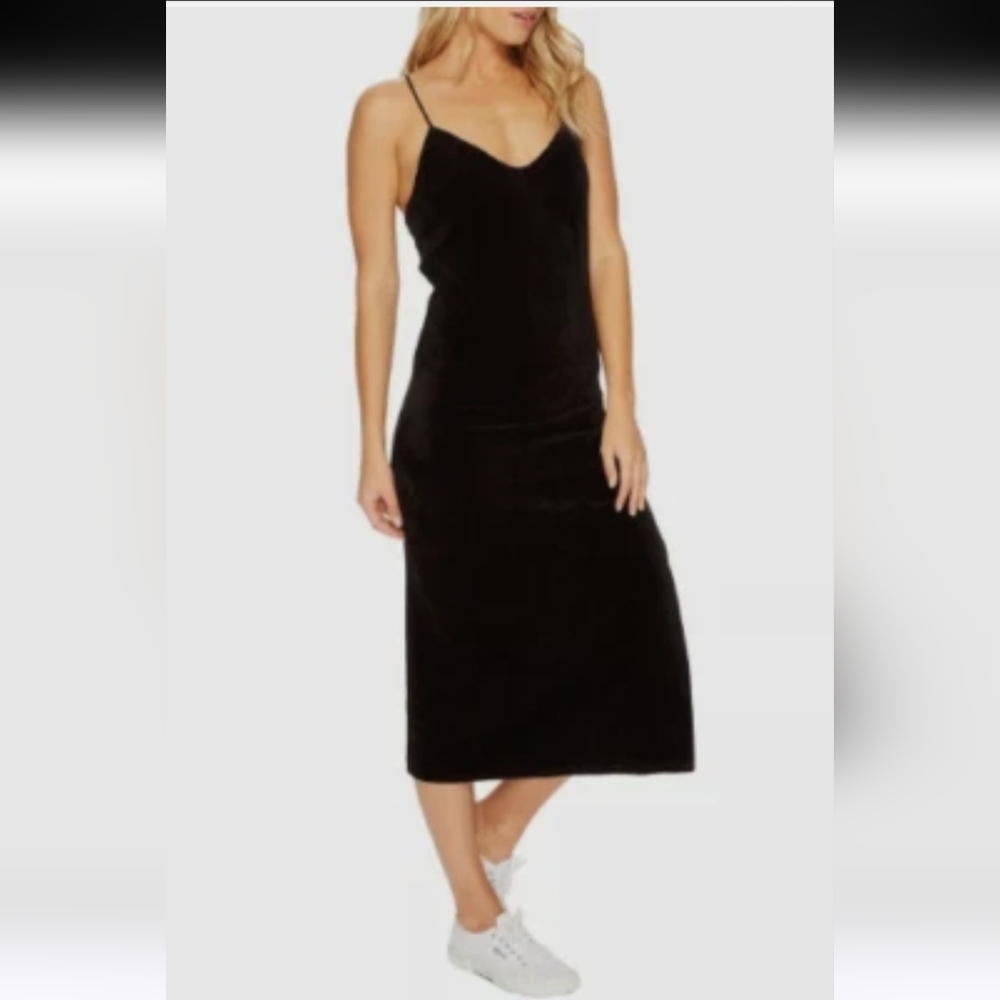 Juicy Couture Black Velvet Midi Slip Dress Size L